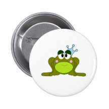Frog Prince With Blue Crown Cartoon Buttons