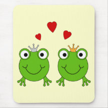 Frog Princess and Frog Prince, with hearts. Mouse Pads