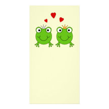 Frog Princess and Frog Prince, with hearts. Photo Card Template