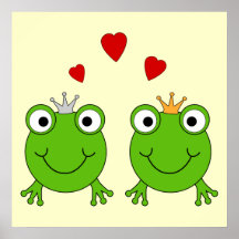 Frog Princess and Frog Prince, with hearts. Print