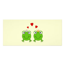 Frog Princess and Frog Prince, with hearts. Custom Rack Cards