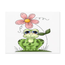 Frog with flower postcard