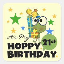 Froggie Hoppy 21st Birthday Square Sticker