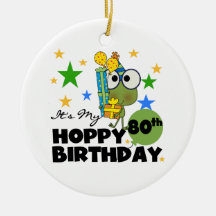 Froggie Hoppy 80th Birthday Christmas Ornaments