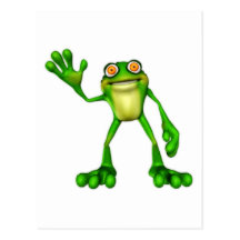 Froggie the Cute Cartoon Waving Frog Post Cards