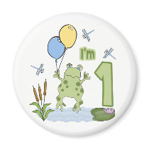 Froggy First Birthday Magnet
