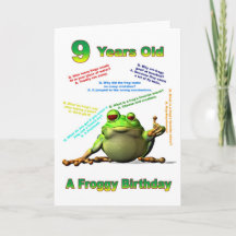 Froggy friend 9th birthday card with froggy jokes