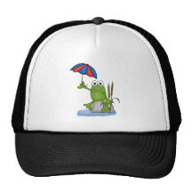 froggy sitting under umbrella hats