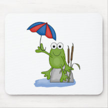 froggy sitting under umbrella mousepads