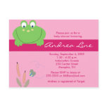 Froggyville Frog Pink Green Girl Invitation postcards