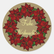 Frohe Weihnachten - Weihnachtsstern Motiv Round Sticker