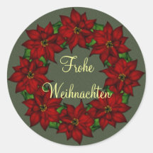 Frohe Weihnachten - Weihnachtsstern Motiv Round Stickers