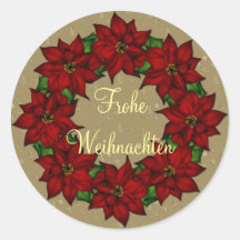 Frohe Weihnachten - Weihnachtsstern Motiv Round Stickers