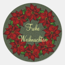 Frohe Weihnachten - Weihnachtsstern Motiv Round Sticker