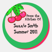 From the Kitchen of with Cherries Canning Labels Stickers