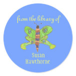 "From the library of" butterfly bookplate Round Sticker