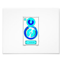 Front Facing Blue and White Single Speaker Graphic Photographic Print