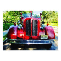 Front of Old Fire Engine Custom Invitation