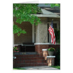 Front Porch With American Flag Greeting Card