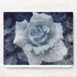 Frostbite Blue Rose Mouse Pad