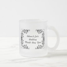 Frosted coffe mug-VINTAGE FLORAL DAMASK