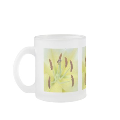 Frosted Glass White Lily Mugs by Debra_HugsInkStudio
