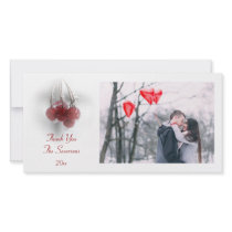 Frosty Red Berries Thank You Photo Card