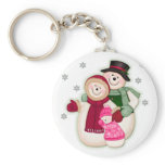 Frosty Snowman Family - Pink keychains