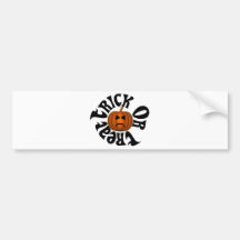 Frowning Jack O Lantern Trick Or Treat Black Text Bumper Sticker