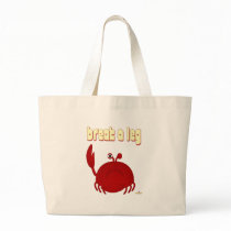 Frowning Red Crab Break A Leg Canvas Bags