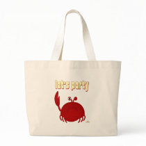 Frowning Red Crab Let's Party Tote Bags