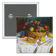 Fruit Basket with Apples and Grapes Claude Monet Pin
