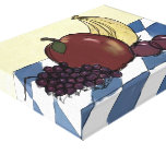Fruit on a Blue and White Tablecloth Canvas Gallery Wrapped Canvas