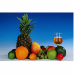 Fruit varieties and juice photo sculptures