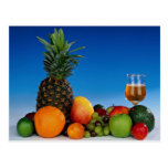 Fruit varieties and juice post card