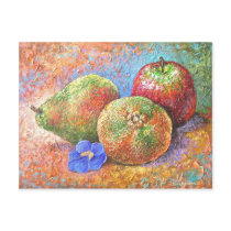 Fruits Apple Pear Mandarin Painting Art - Multi