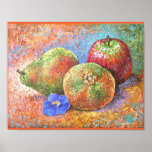 Fruits Apple Pear Mandarin Painting Art - Multi