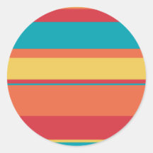Fruity Tropical Tonal Stripes Round Stickers