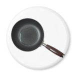 Frying pan with cooking oil fridge magnets