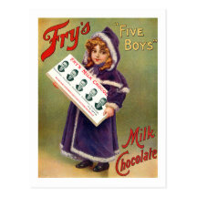 Fry's Five Boys Milk Chocolate Vintage Poster Post Card