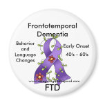 FTD, Frontotemporal Dementia Purple Ribbon Magnet