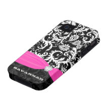 Fuchsi White Plus Any Colour Damask Printed Crysta Case-Mate iPhone 4 Case