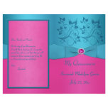 Fuchsia and Turquoise Floral Quinceanera Program Flyers