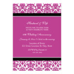 Fuchsia Damask 10th Anniversary Party Invitation