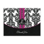 fuchsia damask ThankYou Cards postcards