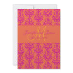 Fuchsia Orange Damask Wedding Invitation