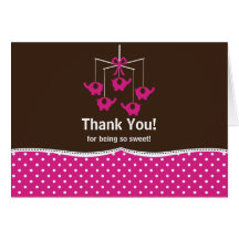 Fuchsia Pink & Brown Mobile Thank You Note Card