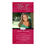 Fuchsia pink diamond graduation party announcement photo card