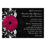 Fuchsia Scroll Gerbera Daisy w/Black and White Personalized Invitation