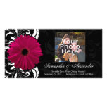 Fuchsia Scroll Gerbera Daisy w/Black and White Photo Cards